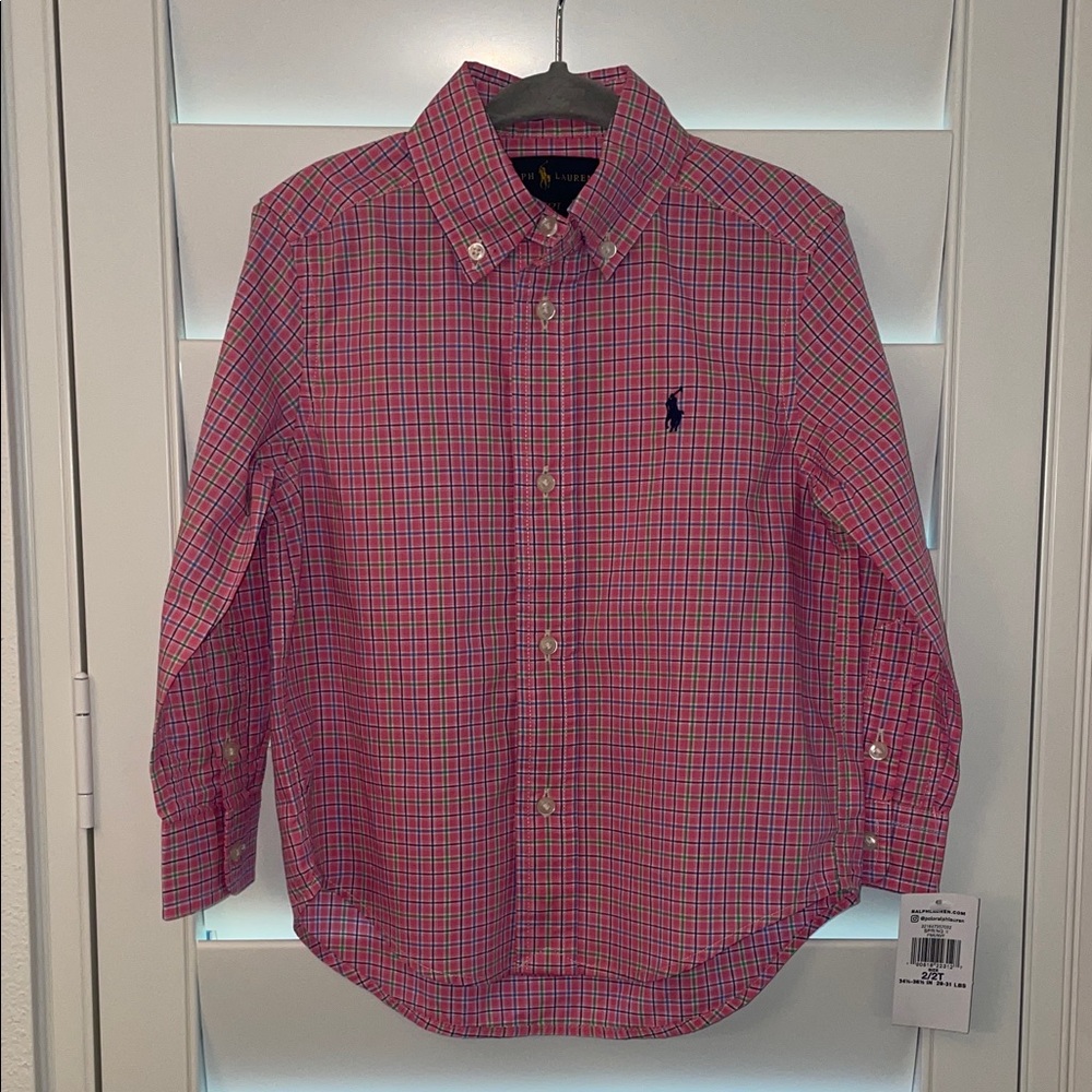 Ralph Lauren Kids Pink and Blue Checkered Button-Down Shirt